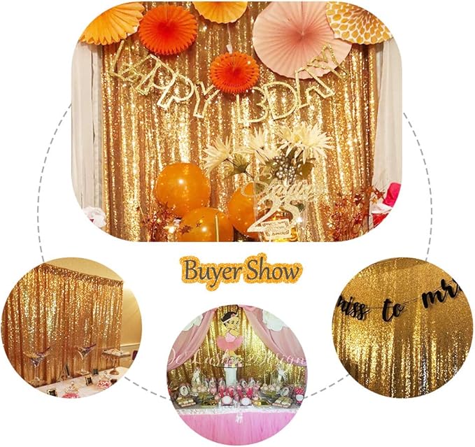 SquarePie Sequin Backdrop 6FT x 8FT Gold Background - Image 6