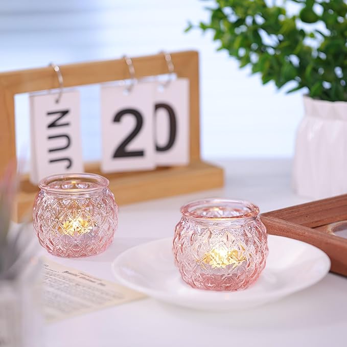 DARJEN 12Pcs Pink Votive Candle Holders - Image 7