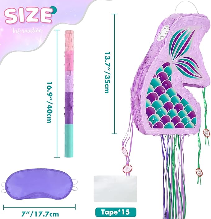 WERNNSAI Foldable Mermaid Piñata - Image 3