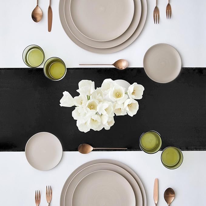 10 Pack Satin Table Runner 12 x 108 Inch Long Black Silk Table Runner - Image 3