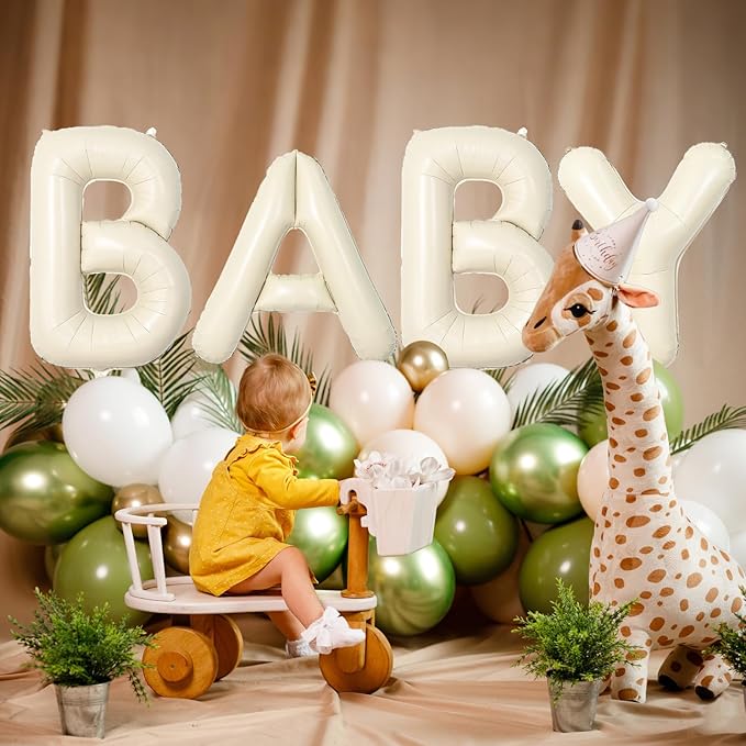 40 Inch Letter Balloons X, Big Custom A-Z Alphabet Foil Name Balloon Cream White - Image 3