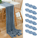 6 Pack Dusty Blue Cheesecloth Table Runner 20x120 Inch Boho Wrinkled Sheer by Dspoot