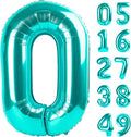 Teal Blue Helium Number Balloon 40 Inch, Giant Foil Teal Blue Number 0 Birthday by Upgesy