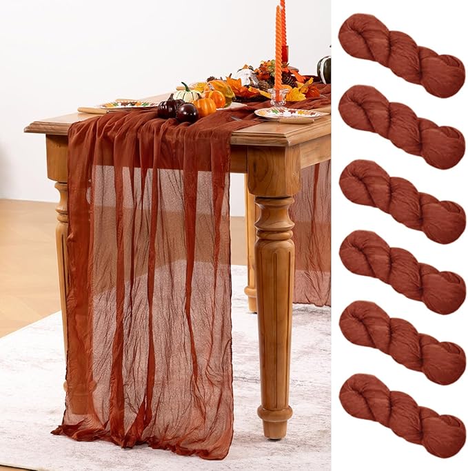 Terracotta Cheesecloth Table Runner 6 Pack Fall Burnt Orange Cheese Cloth Table by DeZerlor