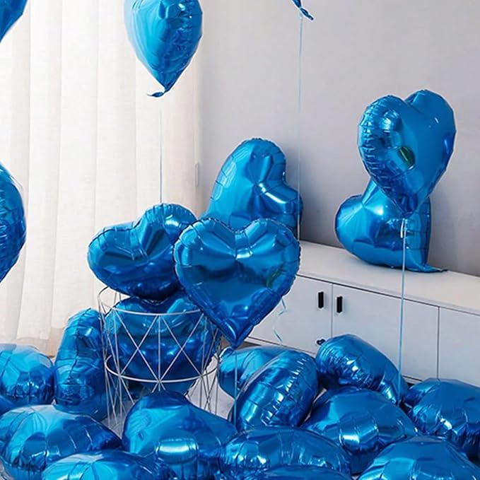 Blue Heart Balloons, 18 Inch Royal Blue Heart Shape Balloon - Image 3