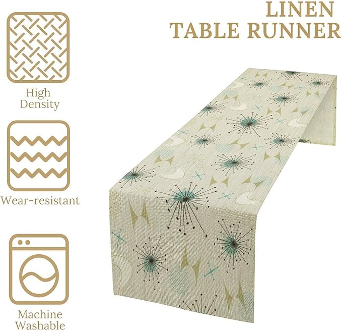 Mid Century Table Runner, Flag Retro Atomic Starburst 1950s Abstract Geometric - Image 5