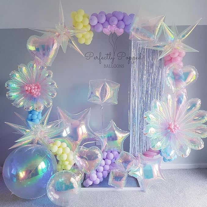 3pcs 26inch 3D iridescent Laser transparency Explosion Star foil balloon - Image 9