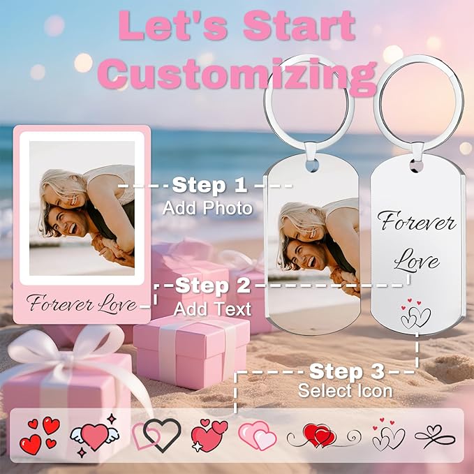 Custom Keychain with Picture, Personalized Double-sided Keychains Gifts - Image 2