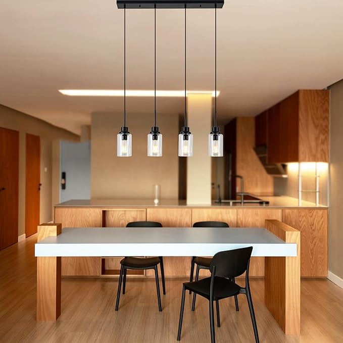 4-Lights Pendant Lighting for Kitchen Island in Black, Ceiling Light Fixtures - Image 9