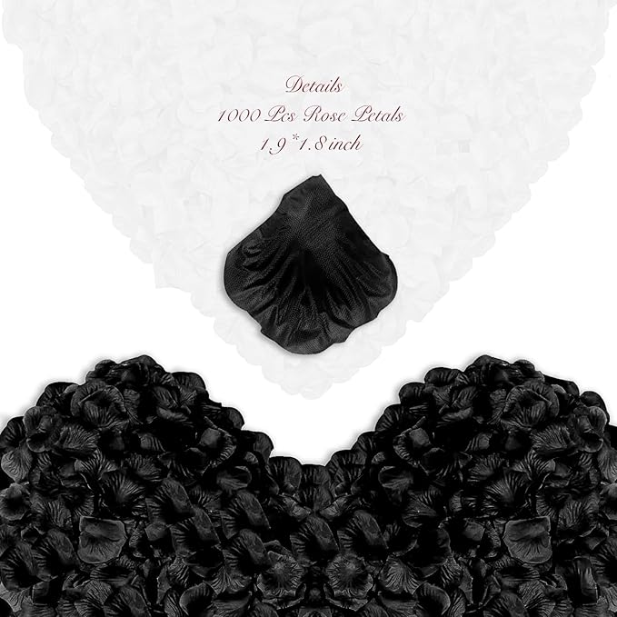 2000 Pcs Black Rose Petals Artificial Flower Petals Silk Black Rose Petals - Image 2