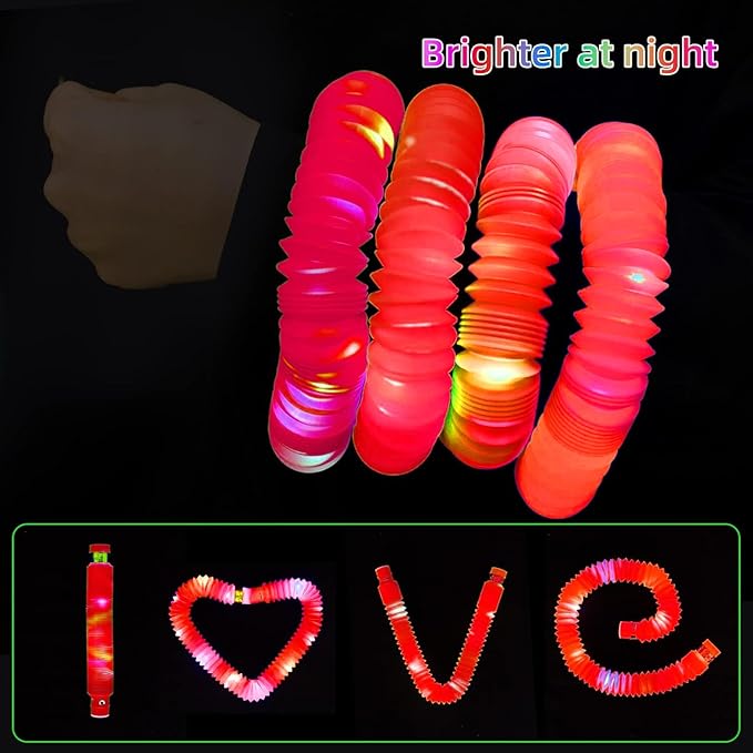 Red 12 Pack Light Up Party Favors Supplies, Bulk Glow Sticks Bracelet, Necklace - Image 2