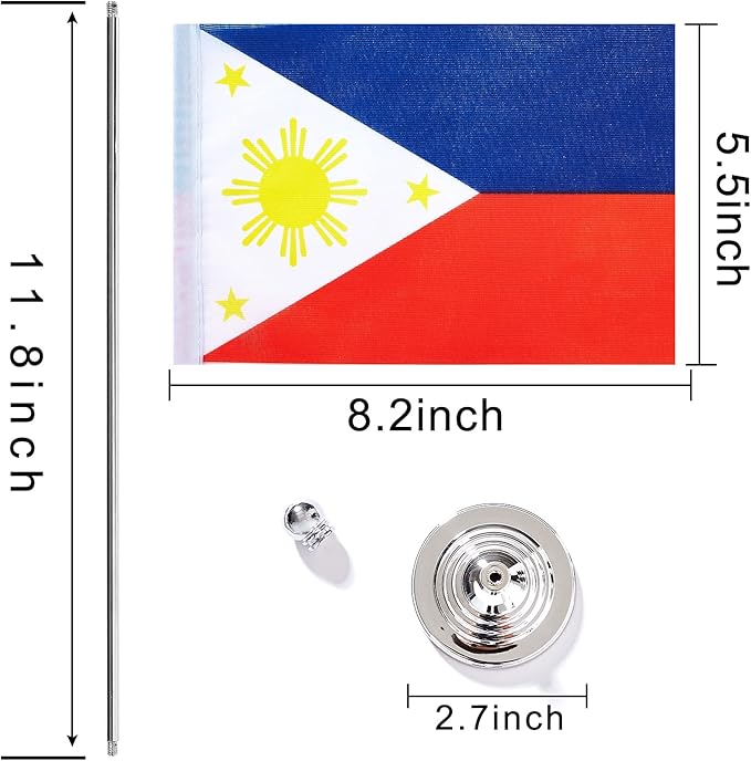 ZXvZYT 2 Pack Philippines flag Filipino Table Flag Small Mini Filipino Desk - Image 2