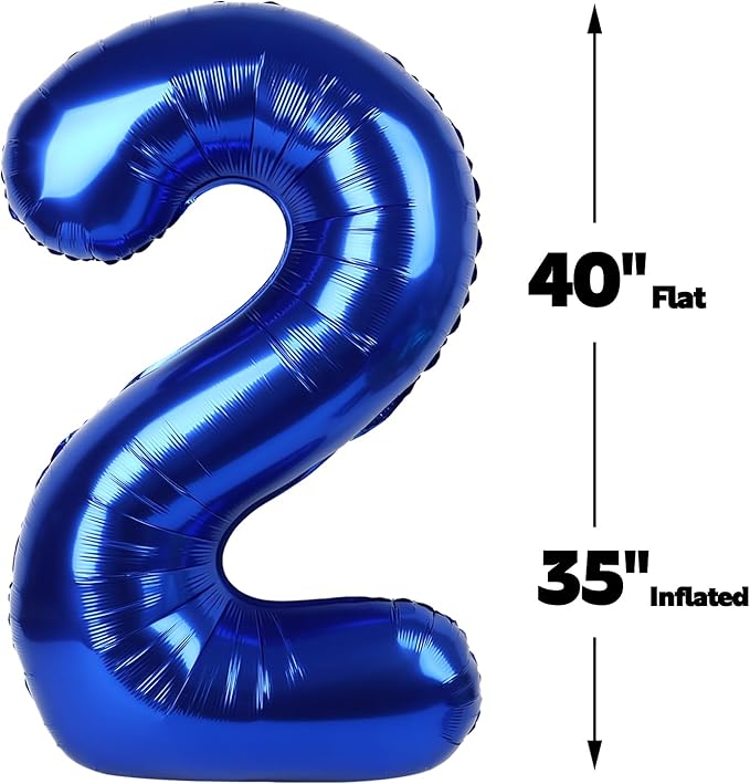 Big 40 Inch Night Blue 2 Number Balloon Birthday Decoration, Night Blue Number - Image 3