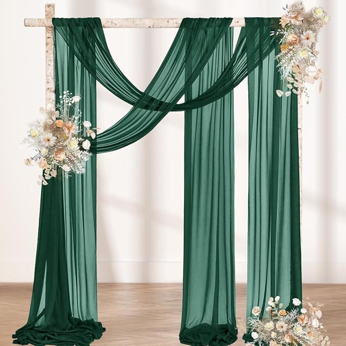 MLMW Christmas Wedding Arch Draping Fabric 2 Panels 29" x 20Ft Emerald Green - Image 5