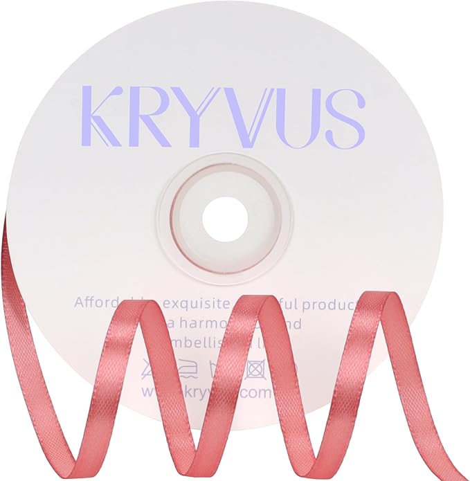 Rose Gold Satin Ribbon 1/4 inch X Continuous 50 Yards, Single Face Polyester by Kryvusribbon