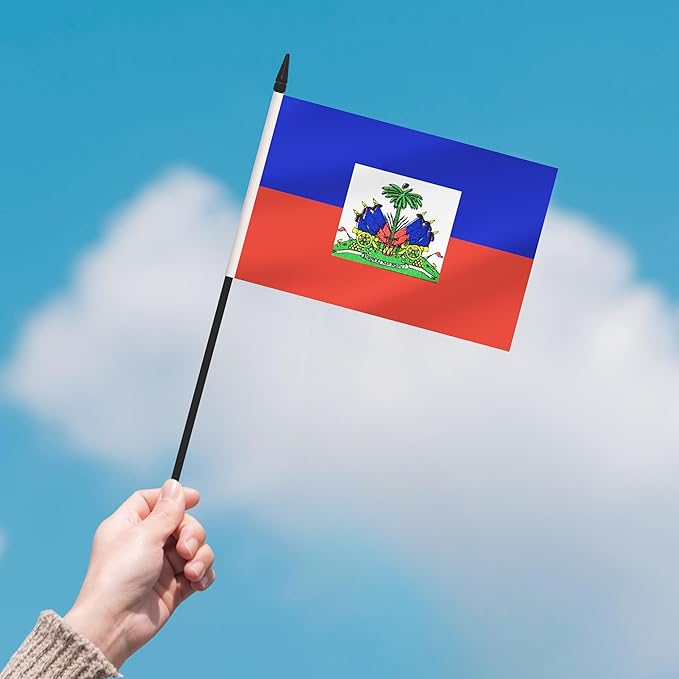 2 Pack Haiti Desk Flag Set, Haitian Desktop Small Miniature Table Office Flag - Image 7