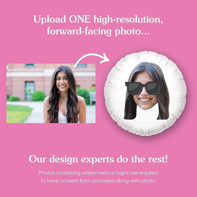 Big Dot of Happiness Personalized Sunglasses Fun Face Photo Balloon, Adults & - Image 4
