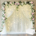 Fomcet Tulle Curtains with Lights String Ivory 20FT X 10FT Sheer Backdrop by Fomcet