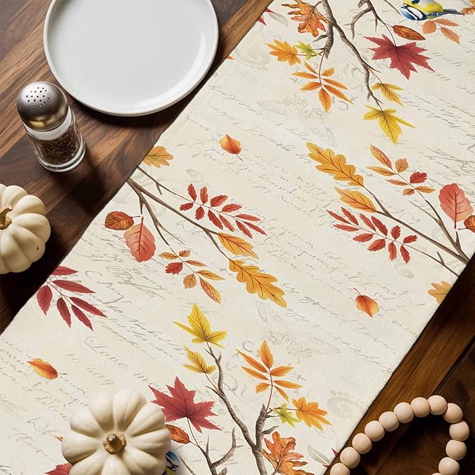 Thanksgiving Fall Cotton Linen Table Runner - Image 2