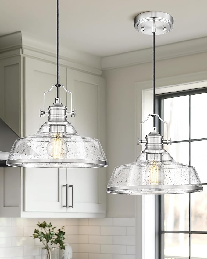 kudos Brushed Nickel Pendant Lights Kitchen Island, Large Pendant Light - Image 2
