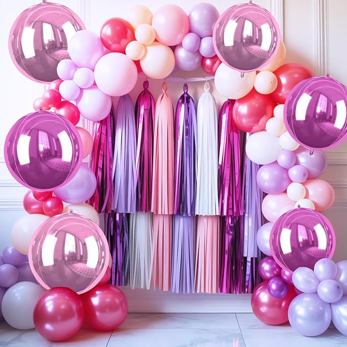 6 Pcs Hot Pink and Pink Balloons, 22 Inch Big Round Foil Balloon - Image 9