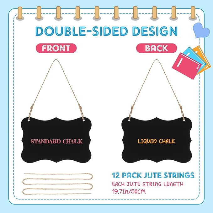 12 Pcs 4 x 6 Acrylic Chalkboard Hanging Sign - Image 3