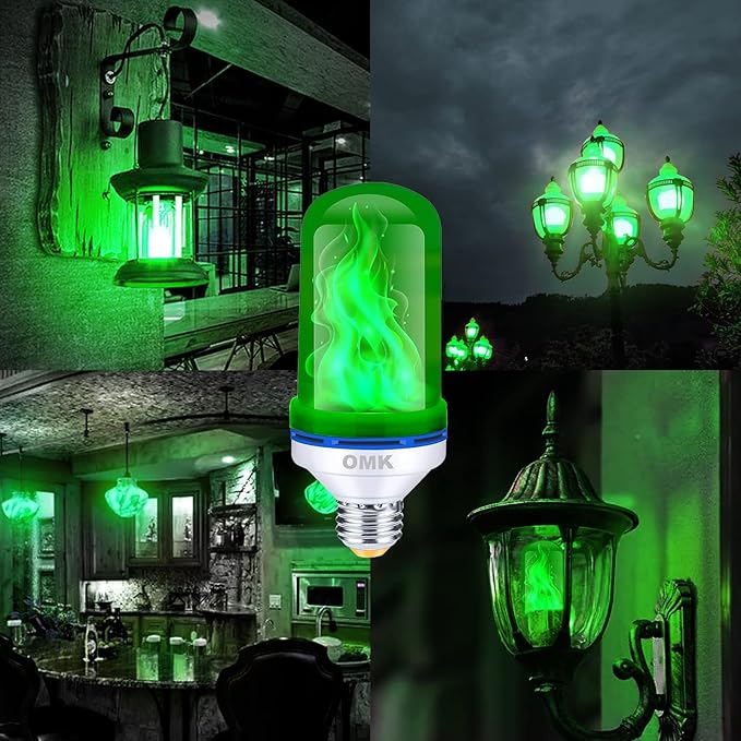 OMK 4 Pack Green Light Bulbs, Christmas Flame LED Light Bulbs Decorations - Image 7