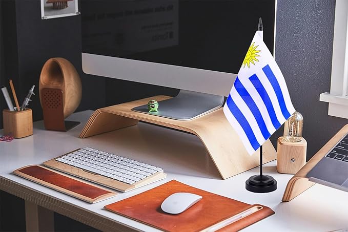 WXTWK 2 Pack Uruguay Flag Uruguay Deluxe Desk Flag Set - Image 5