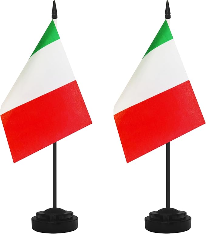 2 Pack Italy Desk Flag Set, Italian Desktop Small Miniature Table Office Flag by Unknown