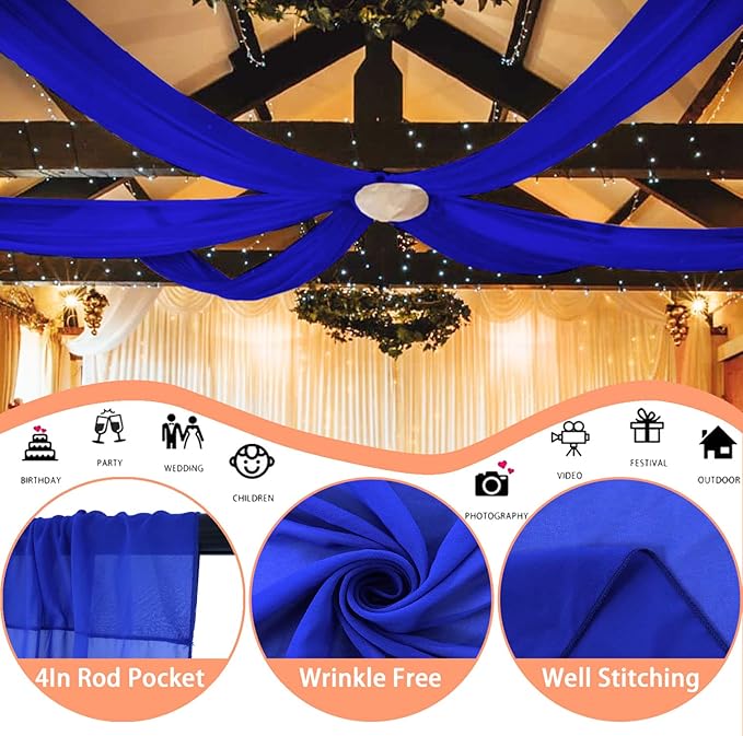 FUHSY Wedding Ceiling Drapes Blue Ceiling Drapes - Image 5