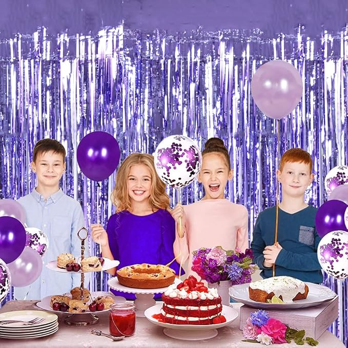 BEISHIDA 2 Pcs Light Purple Lavender Door Streamers Tinsel Curtain Party - Image 6
