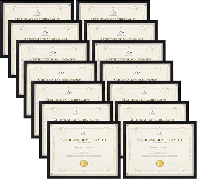 Rempry 8.5 x 11 Picture Frame Set of 14, Certificate Frames 8.5 by 11, Tabletop by Rempry