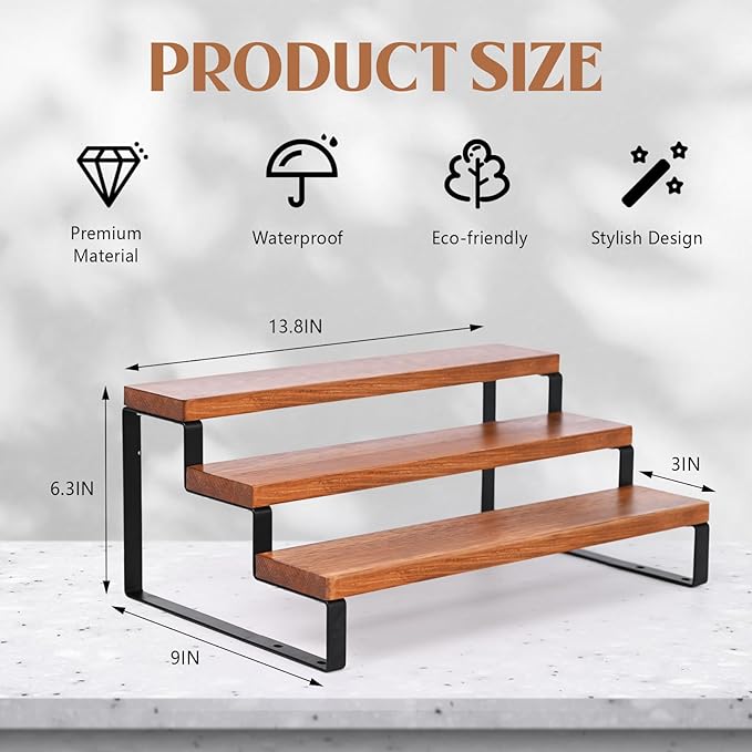 3 Tier Wooden Display Riser Stand Perfume Organizer - Image 2