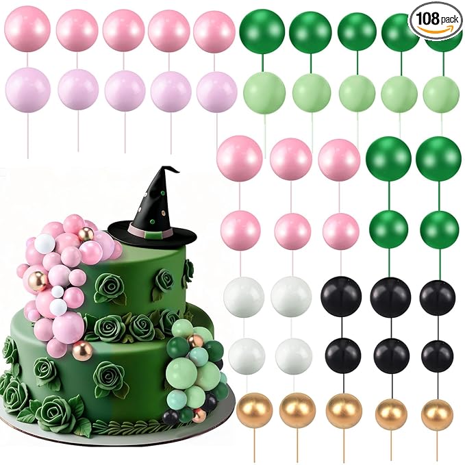 108 Pcs Balls Cake Topper DIY Cupcake Insert Foam Balloons by Tondiamo