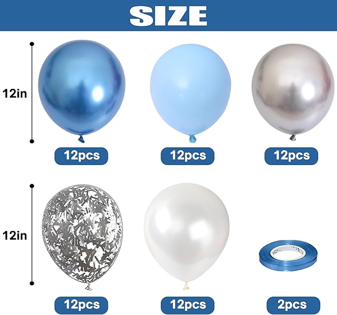Togvu Metallic Blue Silver Balloons, Wedding Decorations - Image 2