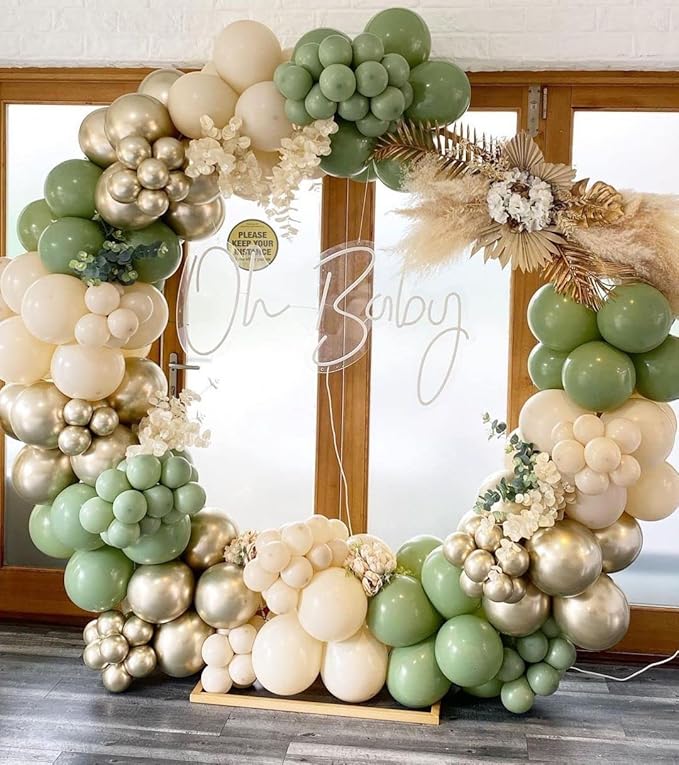 Bezente Sage Green Latex Party Balloons - Image 9
