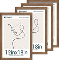 12x18 Frame Set of 4, Walnut Wood & HD Tempered Glass, 12x18 Poster Picture by TENiBYC