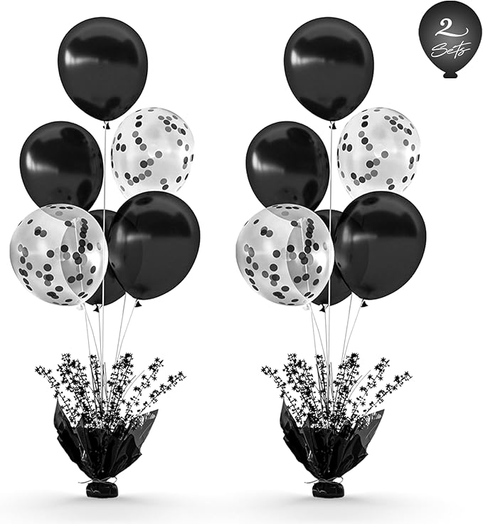 2 Set Black Balloon Table Centerpieces by Gogoparti