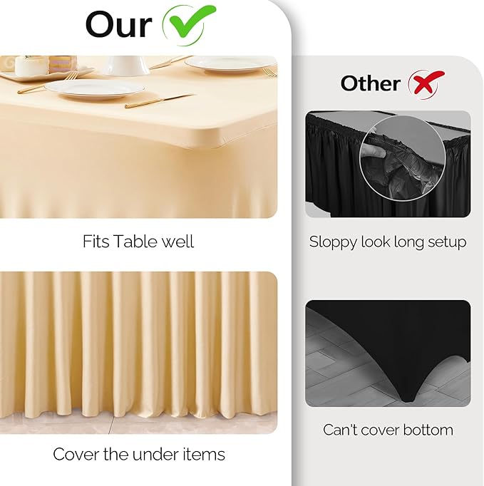 Wish Care 2 Pack Champagne Spandex Table Clothes - Image 3