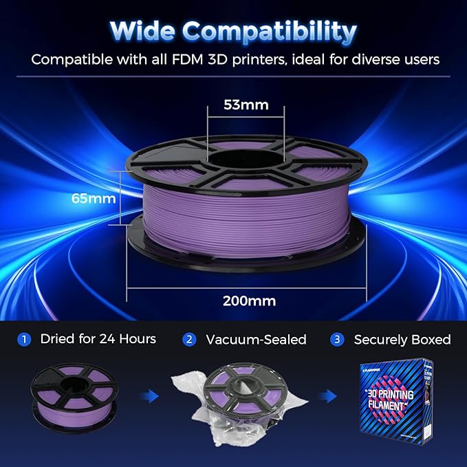 FLASHFORGE Rapid PLA Filament 1.75mm Luminous Purple, 500mm/s High Speed - Image 7