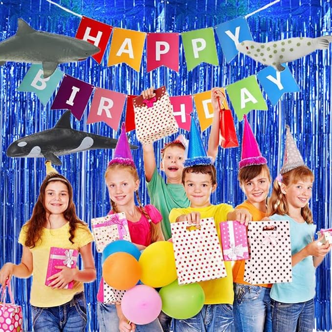 TONIFUL 3Pcs Laser Blue Door Streamers, Photo Booth Backdrop Metallic Streamers - Image 4