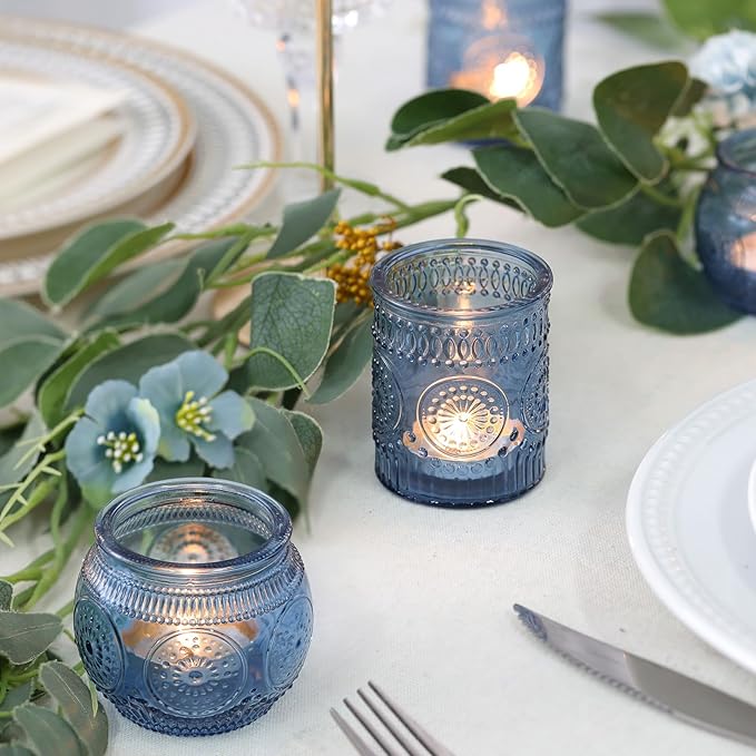DARJEN Blue Votive Candle Holders Set of 36 - Image 7