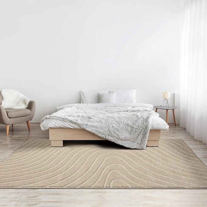 LUXE WEAVERS Modern Geometric Wave Beige 5x7 Area Rug - Image 8