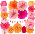 Pink-Orange Fall Party-Decorations Paper-Flowers Lanterns by Burgleda
