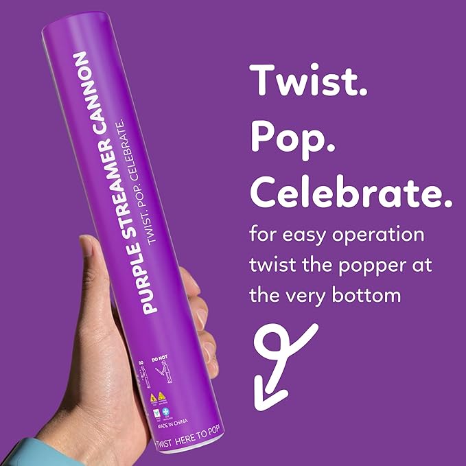 2 Pack Streamer Cannon Confetti Poppers | Biodegradable Purple Confetti | TUR - Image 6