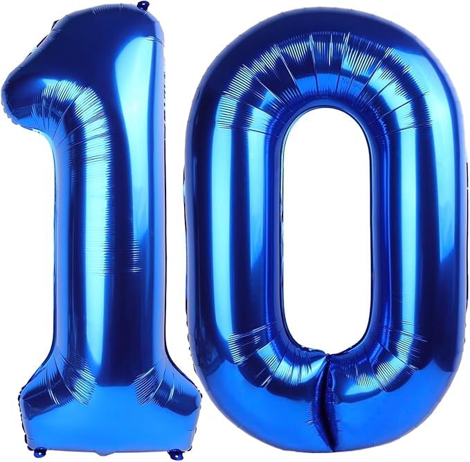 Giant Navy Blue 10 Balloon Number 40 Inch, 10 Number Balloons Birthday Supplies by Upgesy