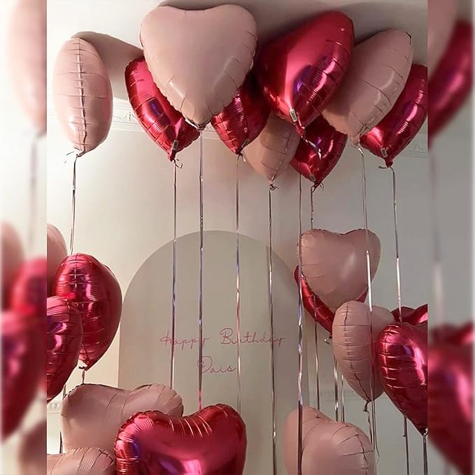 Baby Pink Heart Balloons, 18 Inch, Pastel Helium Foil - Image 5