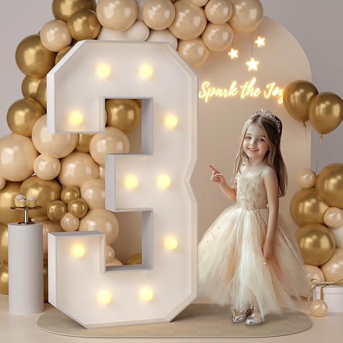 JoyMuse 4FT Marquee Numbers for Birthday Decorations Party Decor, Number 3 by Unknown