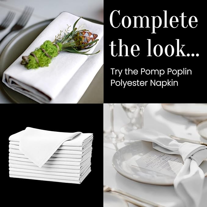 Pomp Black 70" x 70" Poplin Polyester Tablecloth | Wrinkle + Stain Resistant - Image 6