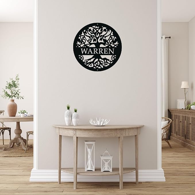 Personalized Tree of Life Metal Sign, Custom Last Name Signs Family Monogram - Image 2
